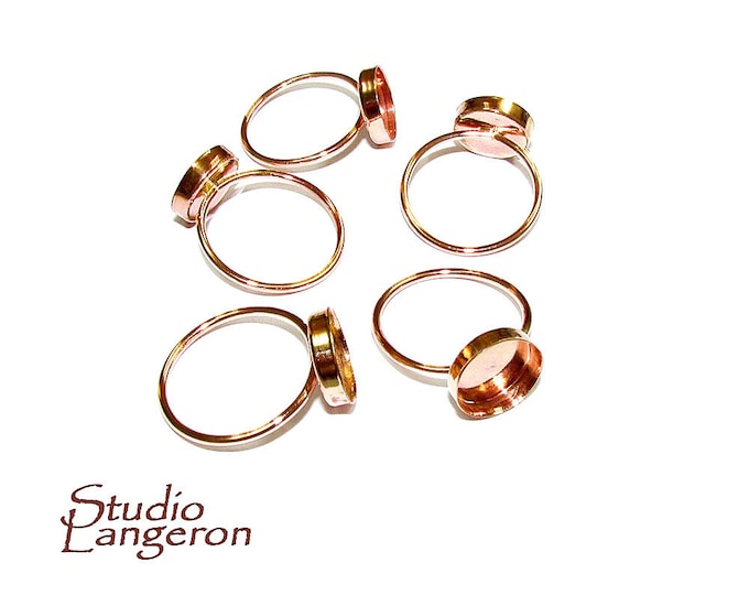 14K Rose gold filled blank ring with bezel cup 10 mm size 4 - 11, Base ring, Rose gold filled ring, Jewelry making, Setting, Ring - 1 piece