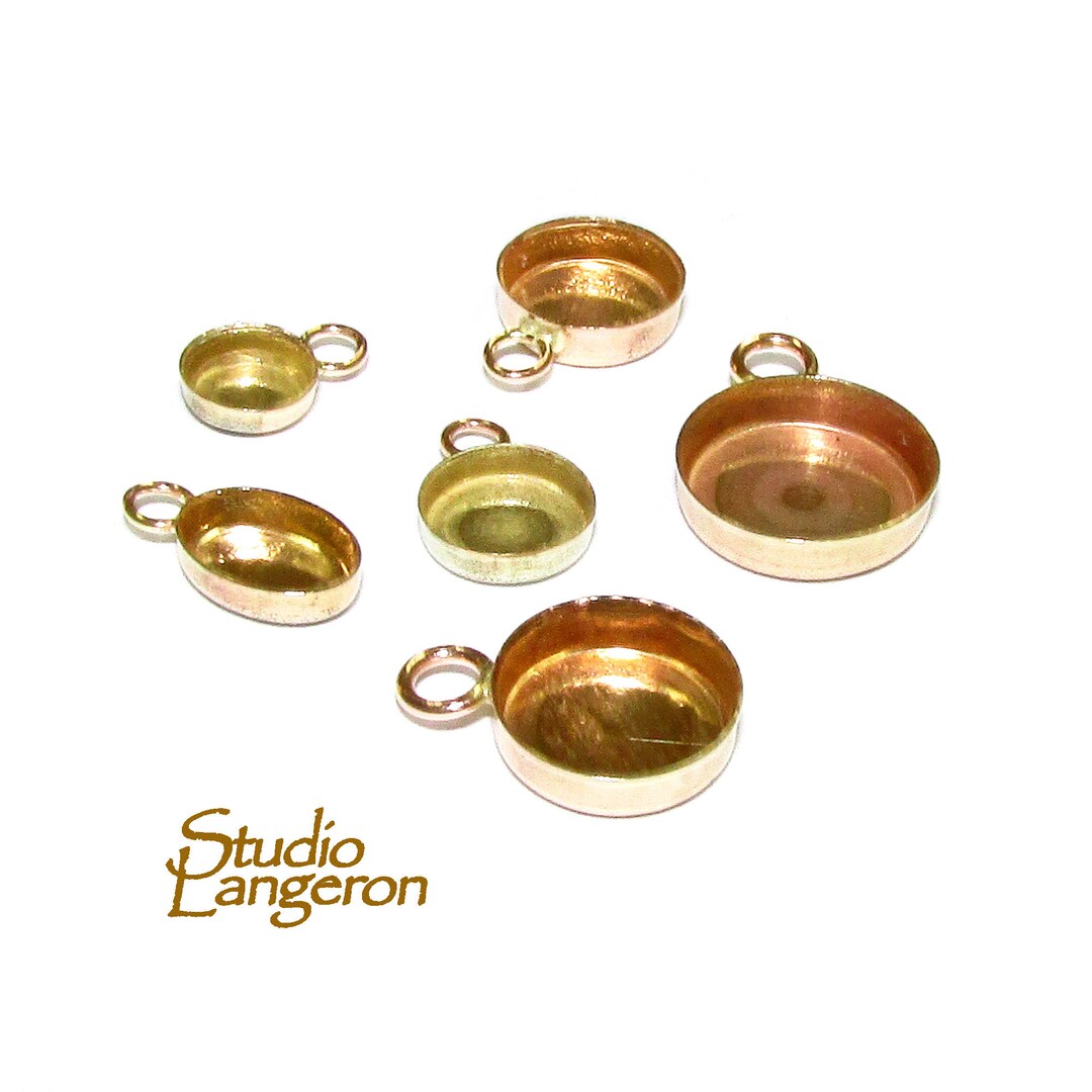 14K Solid Yellow Gold Bezel Cups Size 3, 4, 5, 6, 7, 8, 10, 12, 4x6