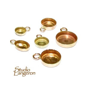 14K solid yellow gold Bezel Cups size 3, 4, 5, 6, 7, 8, 10, 12, 4x6, 5x7 mm, Bezel cup, Solid gold, Jewelry making, Gold bezel cup - 1 piece