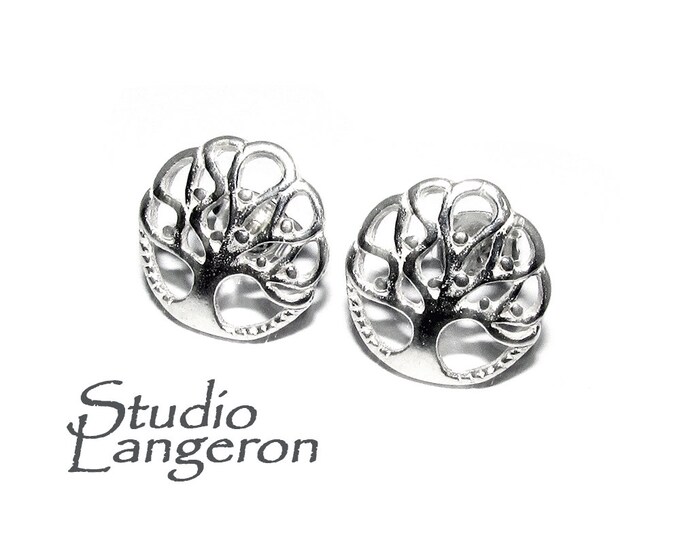 925 Sterling Silver tree of life Post Earrings, Earring Backs Included, Jewelry making, Earrings tree of life post - 1 pair (2 pieces)