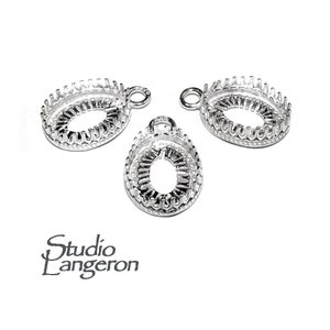 925 Sterling Silver Oval Bezel Cups size 8x10 mm with closed ring, Oval Bezel cup, Setting, Jewelry making, Bezel cup, Pendant - 1 piece