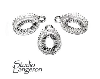 925 Sterling Silver Oval Bezel Cups size 8x10 mm with closed ring, Oval Bezel cup, Setting, Jewelry making, Bezel cup, Pendant - 1 piece