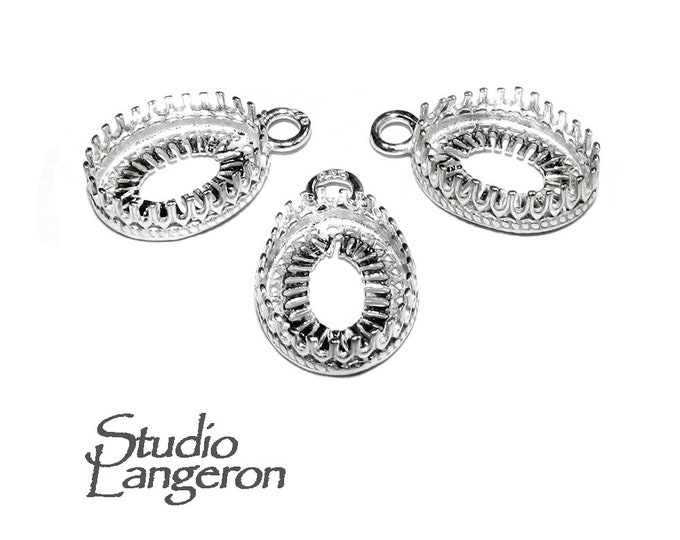 925 Sterling Silver Oval Bezel Cups size 8x10 mm with closed ring, Oval Bezel cup, Setting, Jewelry making, Bezel cup, Pendant - 1 piece