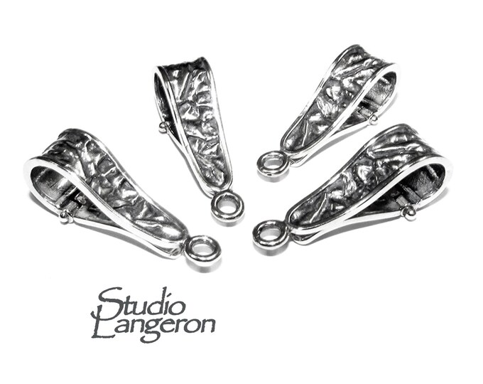 925 Sterling silver decorative Pendant Bails with button, Jewelry making, Findings, Bail silver, Bail finding, bail for pendant - 1 piece