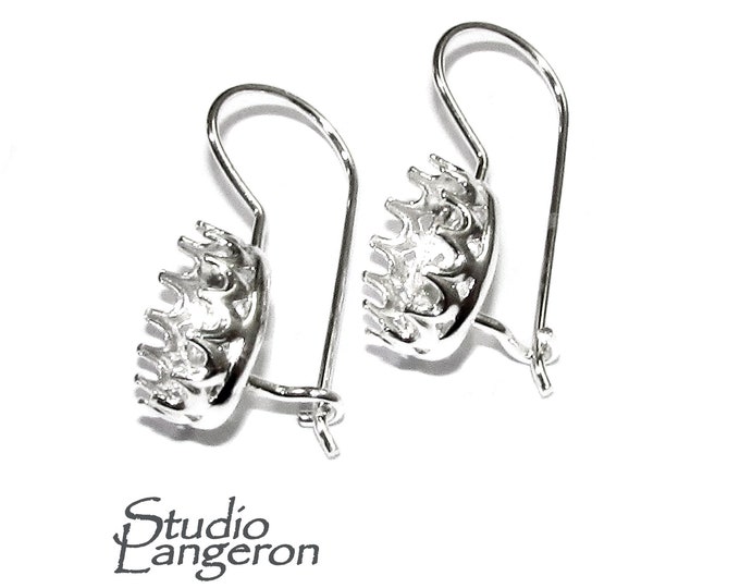 8x10 mm size 925 sterling silver blank earrings with bezel cup, Jewelry making, Setting, oval bezel cup, base earrings - 1 pair (2 piece)