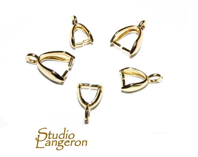 14K Yellow gold filled Pinch Pendant Bail 7.5, 9, 11, 13mm, Jewelry making, bail for pendant, Bail, Bail gold filled, Bail finding - 1 piece