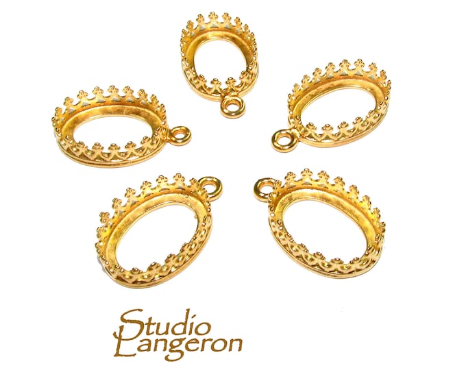 10x14 mm 14K Yellow gold filled Oval Bezel Cup, Bezel cup, Setting, Oval bezel cup, Jewelry making, Gold Filled, Blank Pendant - 1 piece