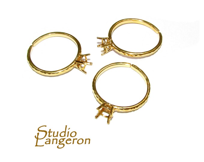 14K Yellow gold filled open blank ring with 4-prong setting 5.0 mm, Base ring, ring gold filled, Jewelry making, Setting, Mounting - 1 piece