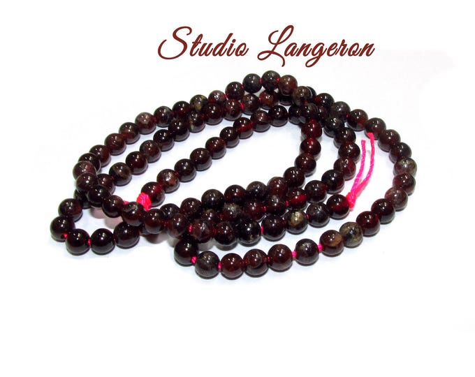 SALE!  Natural garnet Gemstone round Beads 4mm 1 strand 40cm (16 inch) long, Natural Garnet, Jewelry making - 1 strand