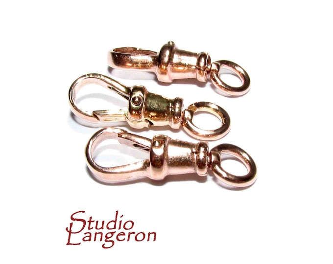 14K Rose solid Gold Albert swivel clasp 19mm with open ring, Solid Gold clasp, Albert clasp, 14K Solid gold, Jewelry making - 1 piece