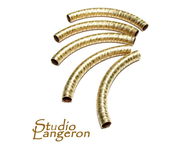 14K Gold Filled Pattern Curved Tube beads size 4x38 mm, tubes gold filled, tube, Jewelry making, tube bracelet, gold filled - 1 piece