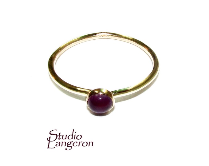 14K Yellow solid gold handmade ring with Amethyst 4 mm size 7, Solid Gold ring, ring with amazonite, Gold ring - 1 piece