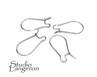 925 Sterling Silver Kidney Ear Wire, Silver earrings, Silver ear wire, Earring components, Earring, Jewelry making - 1 pair (2pieces)