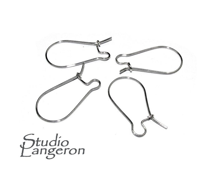 925 Sterling Silver Kidney Ear Wire, Silver earrings, Silver ear wire, Earring components, Earring, Jewelry making - 1 pair (2pieces)