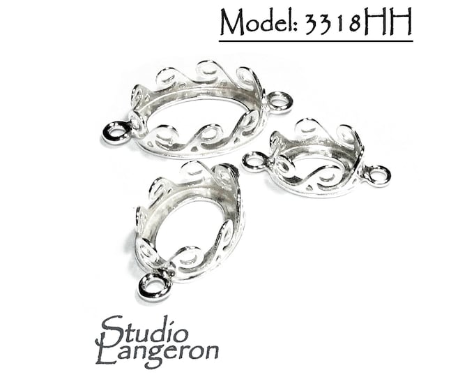 925 Sterling Silver Oval Bezel Cups size 8x10 - 13x18mm 2 loops, Setting, Silver bezel cup, Oval Bezel cup, Jewelry making - 1 piece