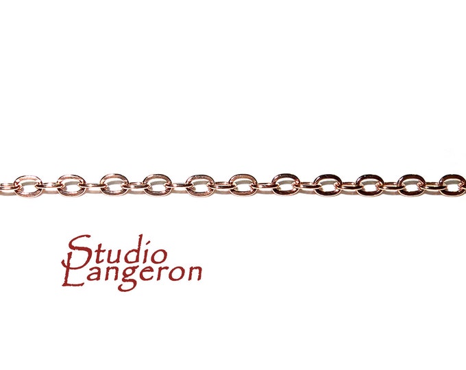1.8 mm Rose gold filled oval cable chain, chain, gold filled chain, Gold filled chain oval, Rose gold filled, Jewelry making - 1 Ft (30 cm)
