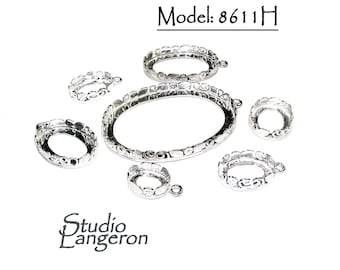 925 Sterling Silver Oval Bezel Cups size 8x10, 10x14, 12x16, 13x18, 18x25, 30x40 mm, Oval bezel cup, Setting, Jewelry making - 1 piece