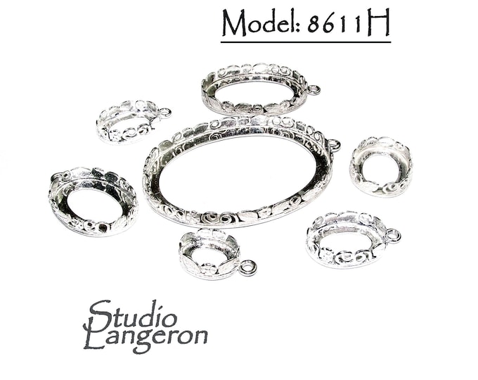 925 Sterling Silver Oval Bezel Cups size 8x10, 10x14, 12x16, 13x18, 18x25, 30x40 mm, Oval bezel cup, Setting, Jewelry making - 1 piece