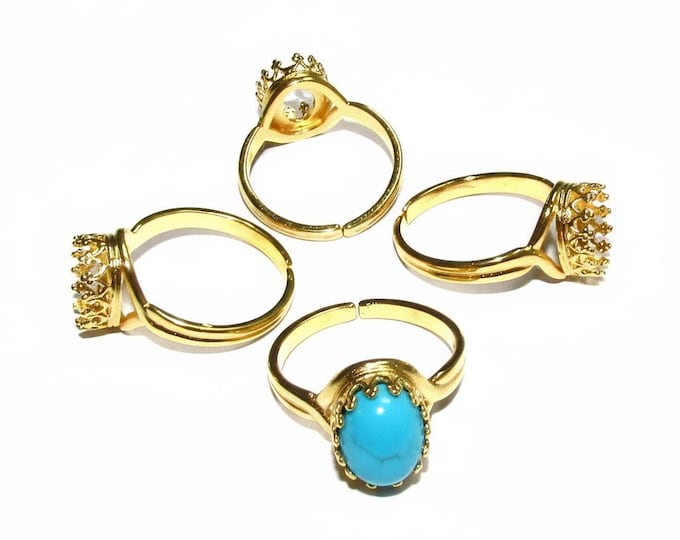 14K Yellow gold filled open blank ring with bezel cup 8x10 mm, base ring, Setting, bezel cup, jewelry making, ring gold filled - 1 piece