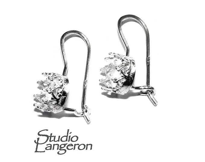6 mm size 925 sterling silver blank earrings with round bezel cup, Jewelry making, Setting, bezel cup, base earrings - 1 pair (2 piece)