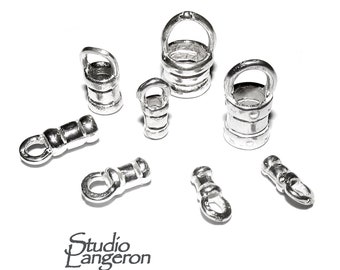925 sterling silver Crimp End Caps sizes 0.7 - 5.0 mm, silver end caps, end caps, Jewelry making, End caps findings - 1 pair (2 piece)
