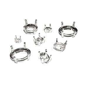 925 sterling silver Basket Oval Setting 4-Prong size 3x5 12x16 mm, Bezel cup, Jewelry making, Prong setting, Basket setting 1 piece image 2