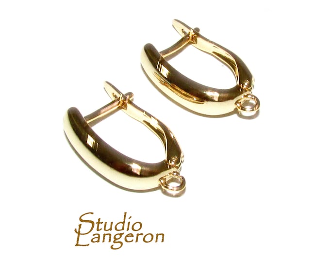 14K Yellow Gold Filled Lever-Back Ear Wire with Open Ring size 13x20 mm, Jewelry making, Lever Back earrings, Gold Filled -1 pair (2 piece)