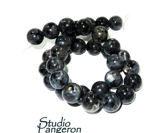 SALE!  Natural Larvikite Labradorite Gemstone Round Beads 12mm 1 strand 39cm (15 inch) long, Natural Larvikite, Jewelry making - 1 strand