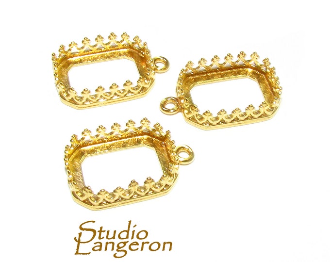 14K Gold filled Octagon Bezel Cups size 10x14 mm with closed ring, Bezel cup, Setting, Jewelry making, Blank Pendant - 1 piece