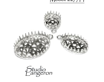 925 Sterling Silver Oval Bezel Cups size 8x10 - 18x25 mm, Setting, Silver bezel cup, Oval Bezel cup, Jewelry making, Pendant - 1 piece