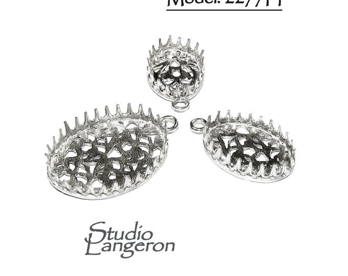 925 Sterling Silver Oval Bezel Cups size 8x10 - 18x25 mm, Setting, Silver bezel cup, Oval Bezel cup, Jewelry making, Pendant - 1 piece