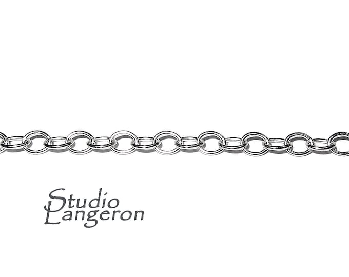2.5 mm 925 Sterling Silver oval cable shiny chain, silver chain, 925 silver chain, silver chain oval, Jewelry making - 1 Ft (30 cm)