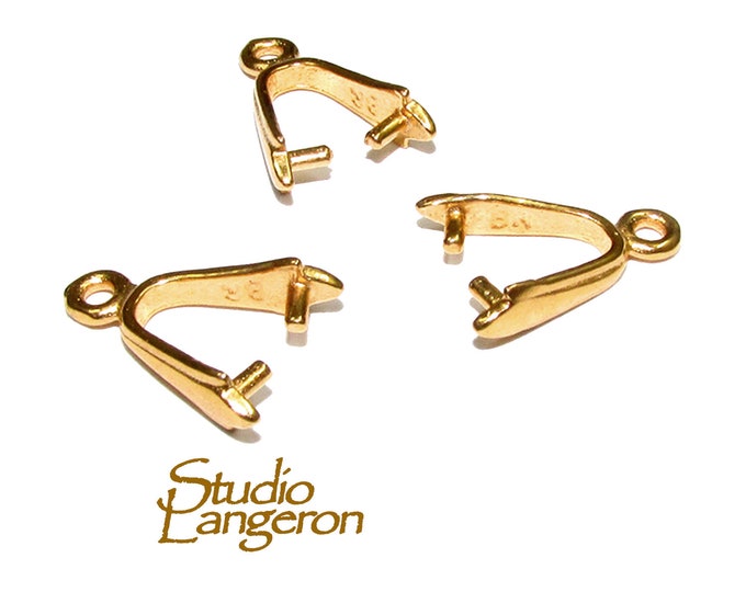 14K Yellow gold filled Pinch Pendant Bail, Bail with hook, bail with loop, Bail, Gold filled, Bail gold filled, Bail finding - 1 piece