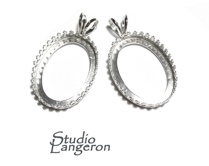 18x25 mm size 925 Sterling Silver blank pendant, Bezel cup, Jewelry making, Setting, Oval bezel cup, Base pendant, Silver pendant - 1 piece