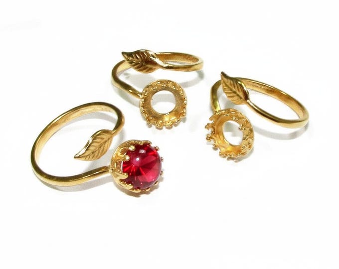 14K Yellow gold filled open blank ring with bezel cup 8 mm, base ring, Setting, bezel cup, ring gold filled, Jewelry making - 1 piece