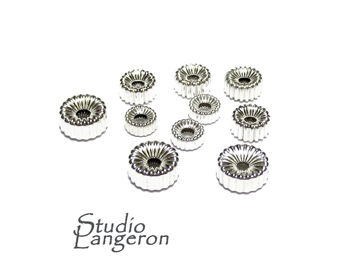 925 Sterling Silver Corrugate Roundel beads size 3, 4, 5, 6, 7 mm, Jewelry making, Corrugate Roundel Beads, Silver beads - 1 piece