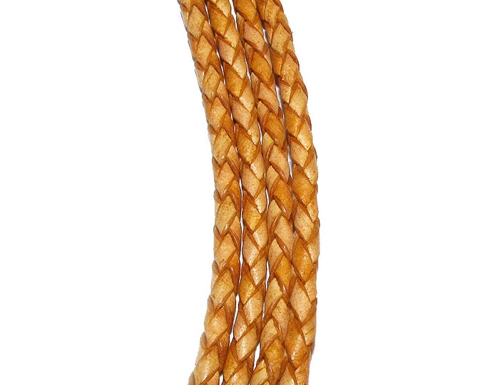2.5 mm Natural antique braided natural leather cord, Leather cord, braided leather cord, Natural leather, Jewelry making - 50 cm (1.7 Ft)
