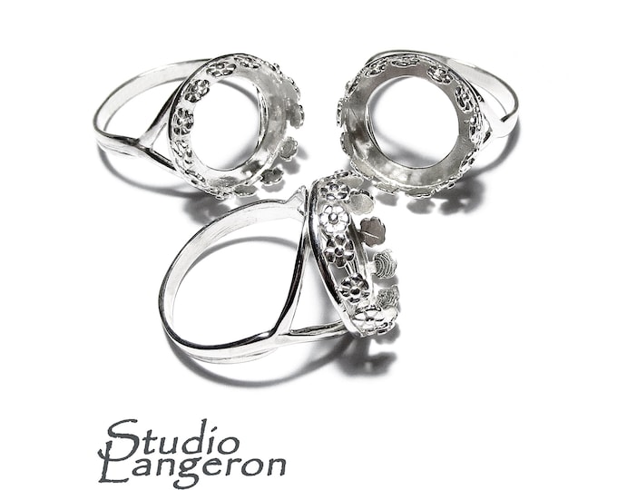 14 mm 925 sterling silver blank ring with bezel cup size 5, 6, 7, 8, Jewelry making, bezel cup, base ring, Setting, silver ring - 1 piece