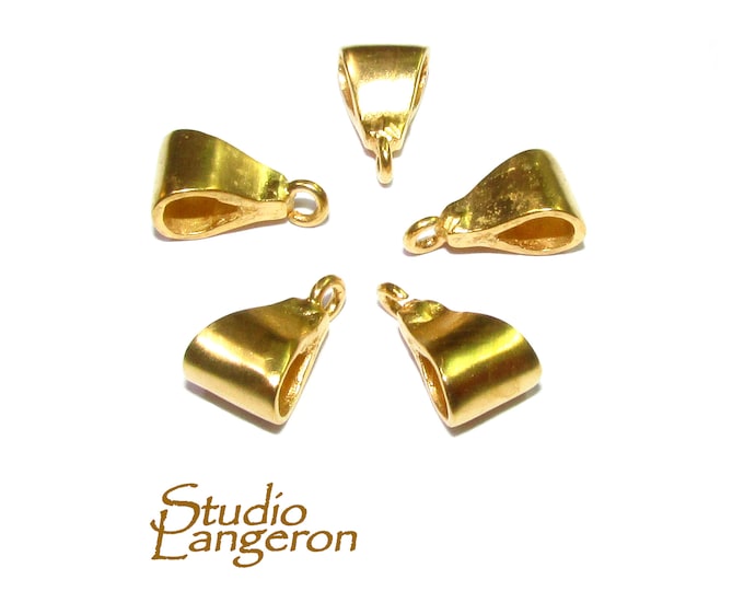 14K Yellow gold filled decorative Triangular Pendant Bail, Bail with loop, Jewelry making, Bails, Bail gold filled, Bail finding - 1 piece