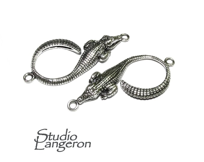925 Sterling silver large connector 4.1x1.8 cm, silver connector, Connector Crocodile, Link Connector, Link, Jewelry making - 1 piece