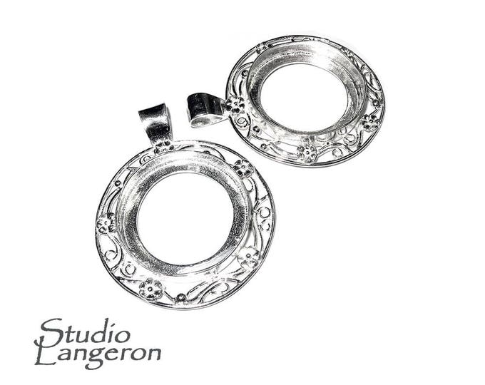 925 sterling silver blank pendant with bezel cup 24 mm, pendant silver, base pendant, bezel cup, Jewelry making, setting - 1 piece