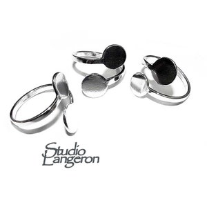 925 sterling silver open blank ring with a platforms for Engraving or gluing size 10 mm, silver ring, base ring, Jewelry making - 1 piece