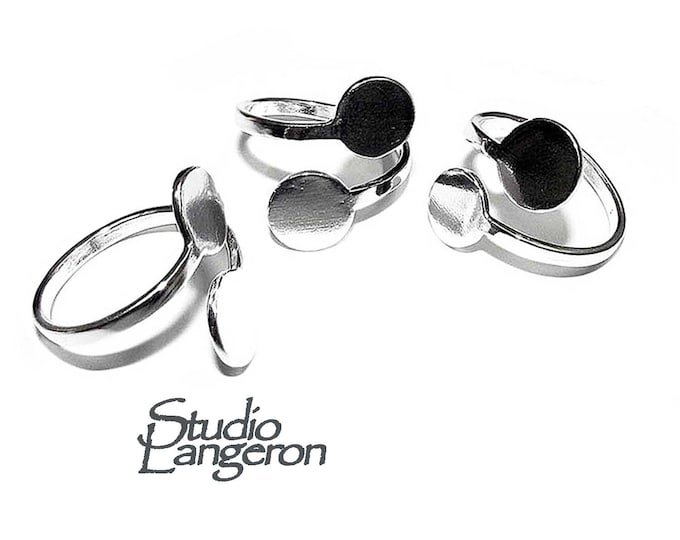 925 sterling silver open blank ring with a platforms for Engraving or gluing size 10 mm, silver ring, base ring, Jewelry making - 1 piece