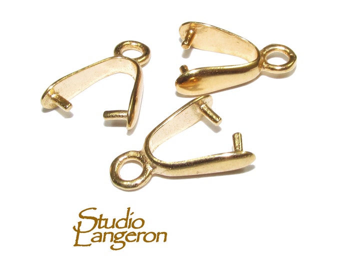 14K Yellow gold filled Pinch Pendant Bail, Jewelry making, bail with loop, Bail, Gold filled, Bail gold filled, Bail finding - 1 piece