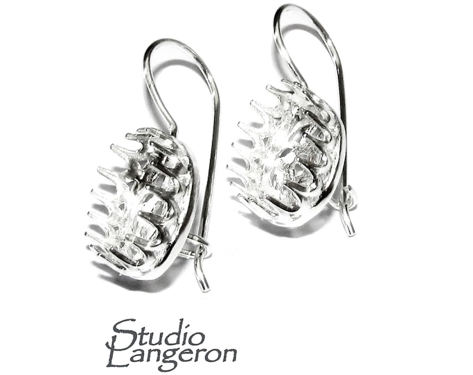 10x12 mm size 925 sterling silver blank earrings with bezel cup, Jewelry making, Setting, bezel cup, base earrings - 1 pair (2 pieces)