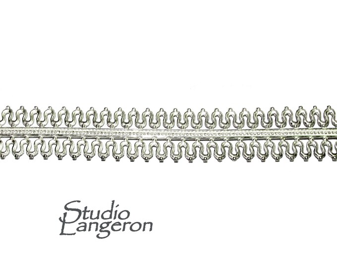 935 Argentium Silver Bezel wire, Gallery wire, Gallery ribbon, Gallery pattern, Jewelry making, Setting, Silver wire - 4 inch (10 cm)