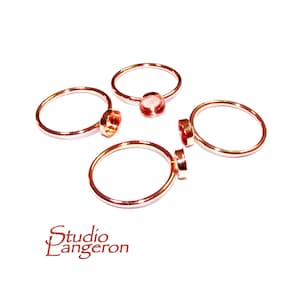 14K Rose solid gold blank ring with bezel cup 6 mm size 4 - 10, Base ring, Rose gold ring, bezel cup, Jewelry making, Setting - 1 piece