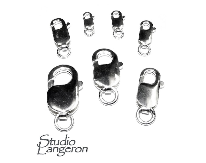 925 Sterling Silver Oval Lobster Clasp sizes 8, 10, 12, 14, 16, 17, 18 mm, Silver lobster clasps, jewelry making, Silver clasp - 1 piece
