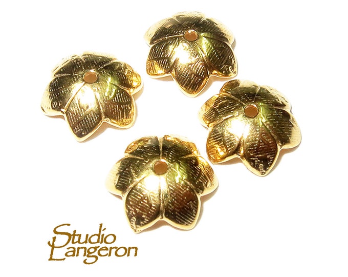 14K yellow gold-filled decorative bead caps, gold filled flower bead caps, gold filled bead caps, Jewelry making, bead caps - 1 piece