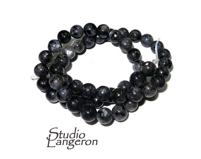 SALE!  Natural Larvikite Labradorite Gemstone round Beads 8mm 1 strand 32cm (12.5 inch) long, Natural Larvikite, Jewelry making - 1 strand